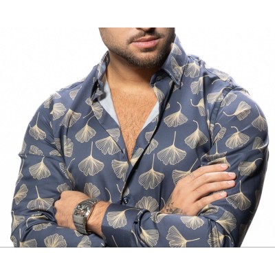 12856 CAMISA CRO ESTAMPADA BOTONCILLO OCULTO