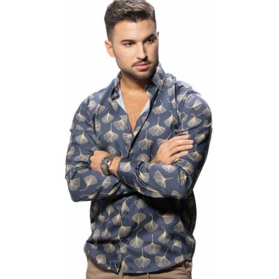 12856 CAMISA CRO ESTAMPADA BOTONCILLO OCULTO