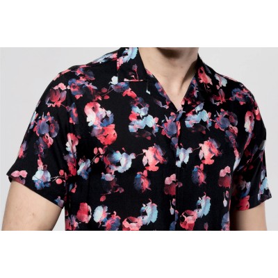 12887 CAMISA CRO ESTAMPADA CUELLO BOWLING