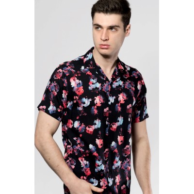 12887 CAMISA CRO ESTAMPADA CUELLO BOWLING