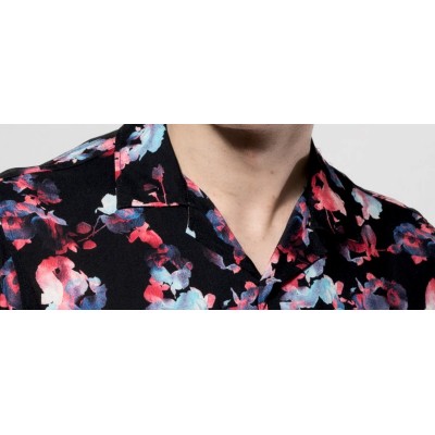 12887 CAMISA CRO ESTAMPADA CUELLO BOWLING