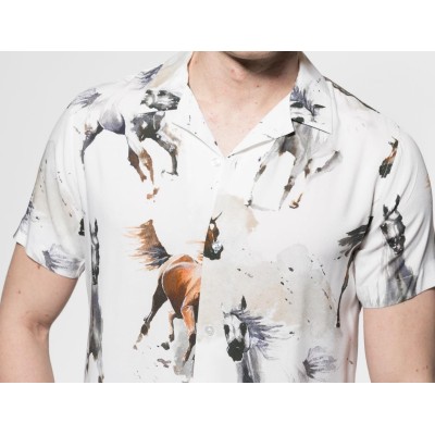 13167 CAMISA CRO ESTAMPADA CUELLO BOWLING