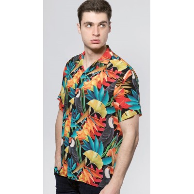 13175 CAMISA CRO MC ESTAMPADA CUELLO BOWLING