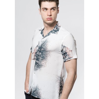 13180 CAMISA CRO MC ESTAMPADA CUELLO BOWLING