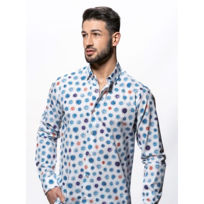 12852 CAMISA CRO ESTAMPADA CUELLO BOTONCILLO OCULTO