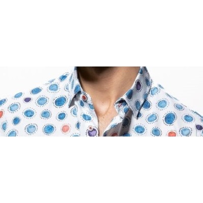 12852 CAMISA CRO ESTAMPADA CUELLO BOTONCILLO OCULTO