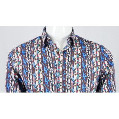 12997 CAMISA CRO ESTAMPADA CUELLO BOTONCILLO OCULTO