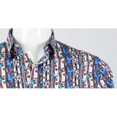 12997 CAMISA CRO ESTAMPADA CUELLO BOTONCILLO OCULTO